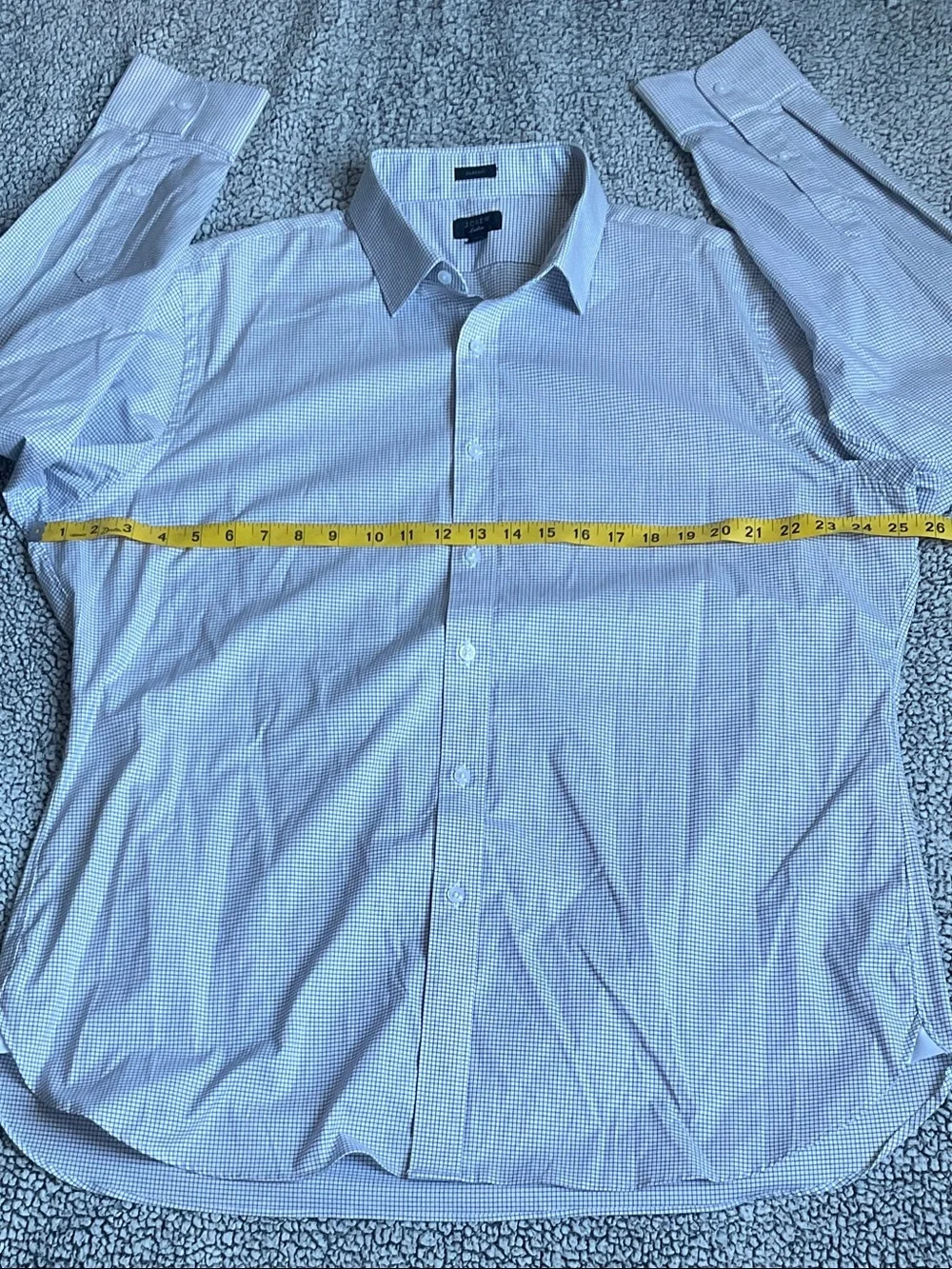 J. Crew Men's Small Check Dress Shirt - White & Light Blue